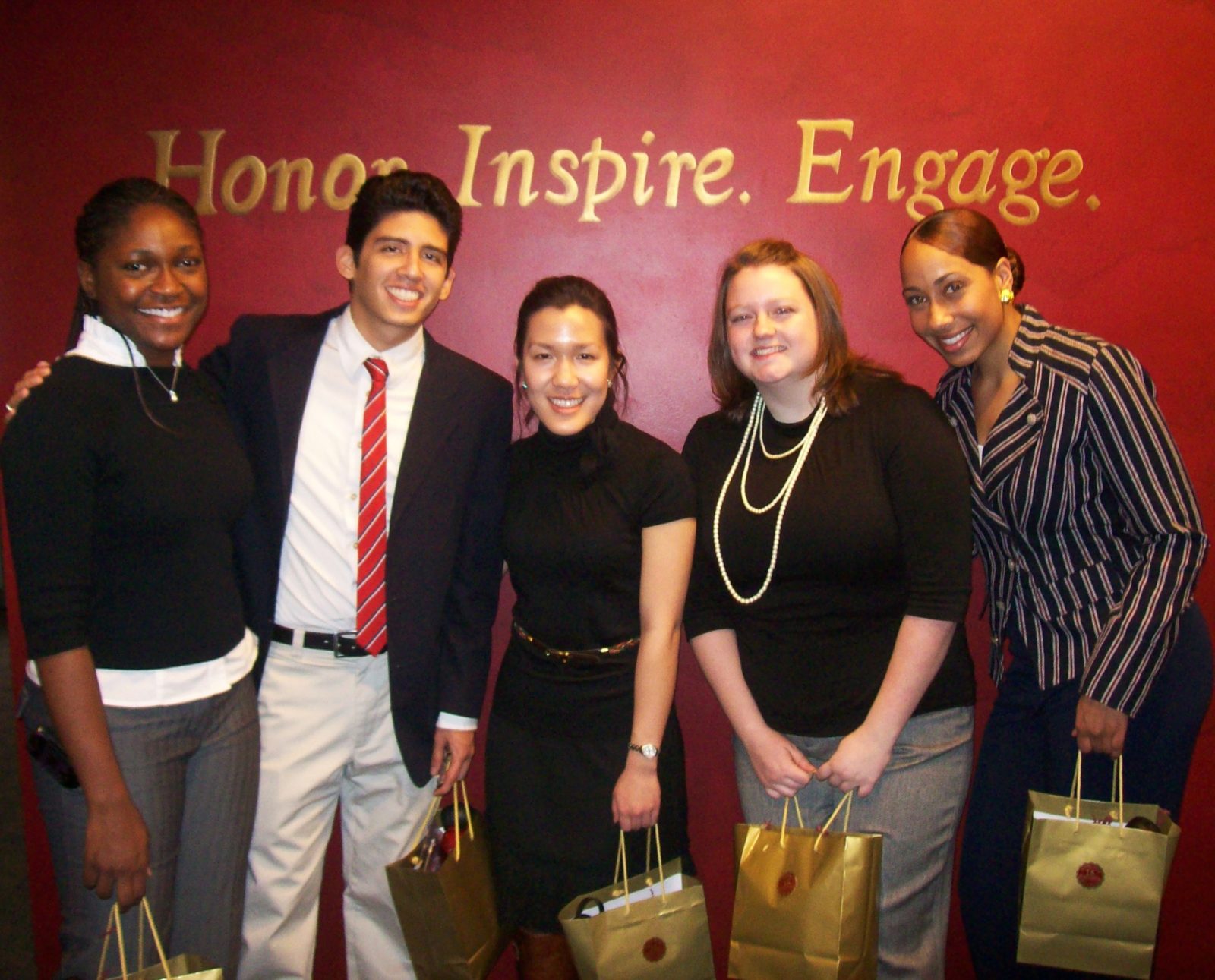 (l.-r.) CSS students Danielle Campbell, Axel Angeles, Cyndy Yossundharakul, Tricia Ellis and Audrina Bigos at the National Society of Collegiate Scholars Reception held for Capital Semester Distinguished Scholars.