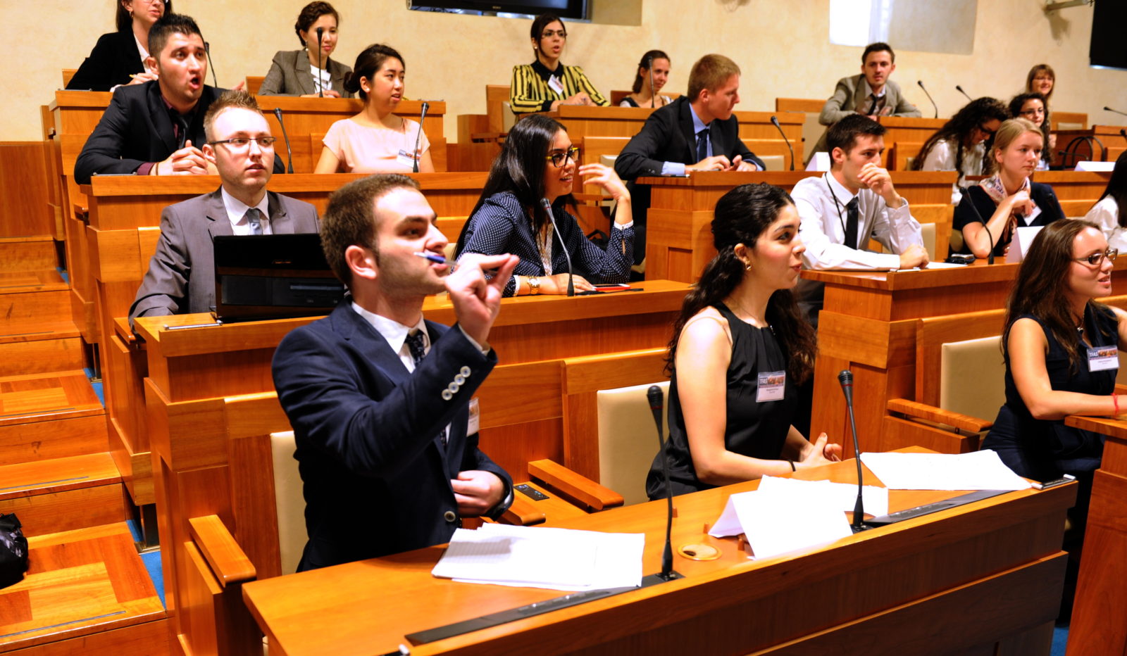 AIPES students participate in a conflict management simulation at the parliament of the Czech Republic. 