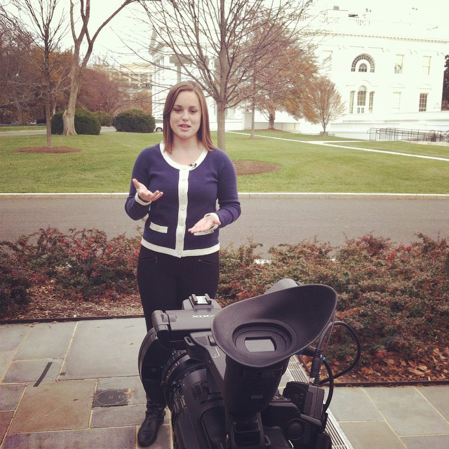 Roberts is hard at work at a CBS live shoot on the White House grounds. 