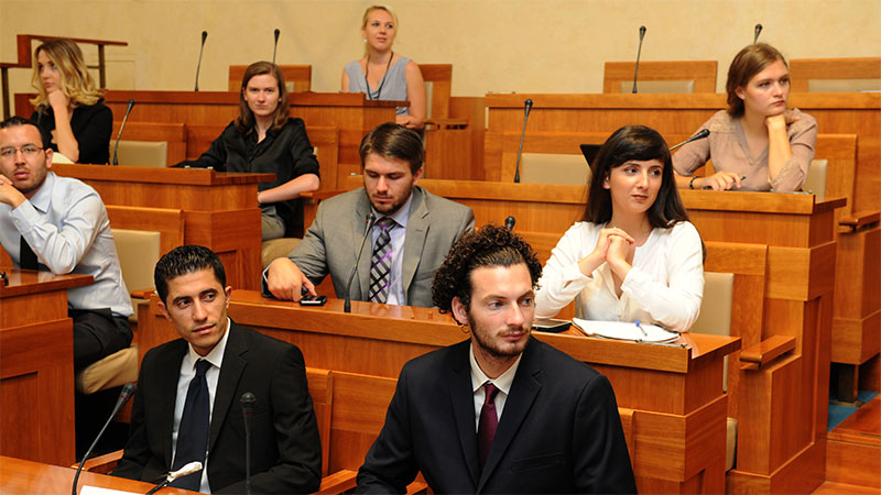 AIPES 2016 students participate in the Conflict Management Simulation at the Czech Parliament