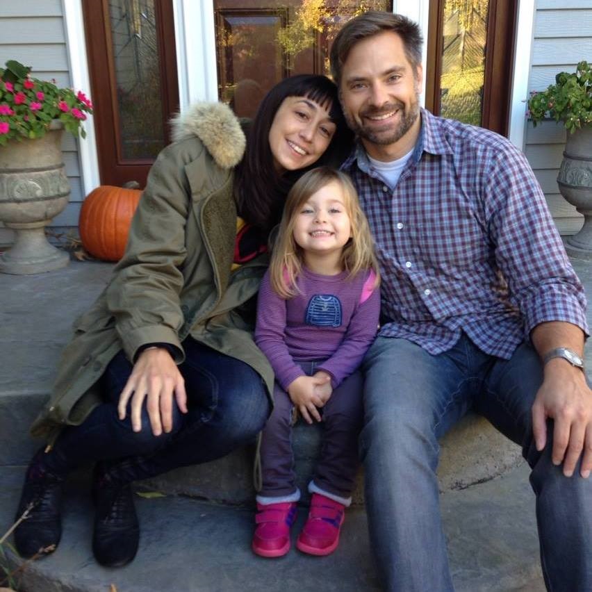 The Glader family (l.-r. Eleni, Cate, Paul) smile for a photo last fall.
