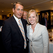 (r.-l.) Kelsey Swango and Rep. John Boehner (Ohio). Swango had the chance to meet Boehner at an event through her internship with Tyco Electronics.