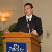 Will Weatherford (B 02), a state representative from Florida, spoke to guests at the opening dinner.