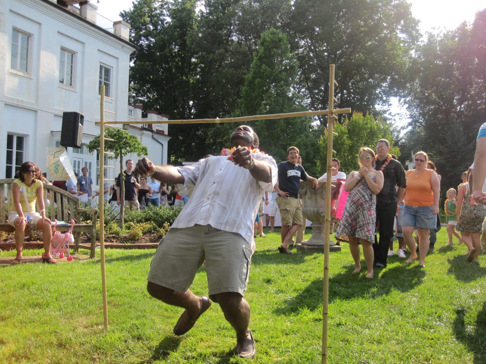 Alumni and students participated in the annual limbo contest during the BBQ on Saturday night