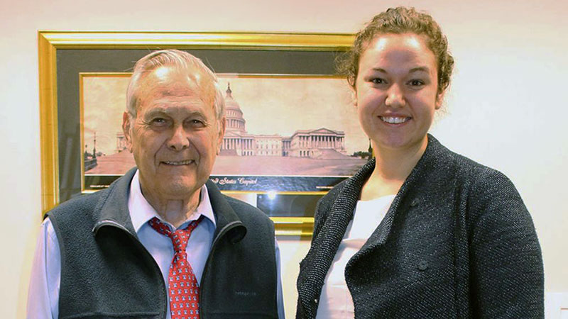 Audrey Anderson (LTAP-F 16) with Donald Rumsfeld