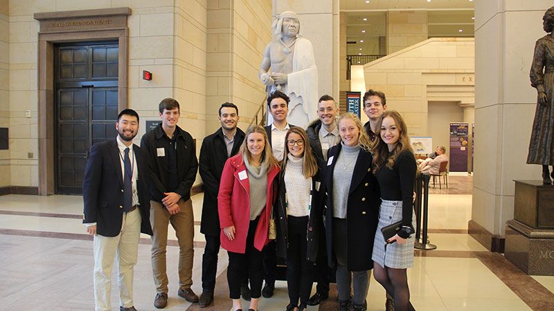 Capital Semester students with alumni on Capitol Hill